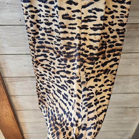Jessica McClintock Gunne Sax Leopard Print Slip Dress Brown Cream Size 7/8 - Picture 9 of 13